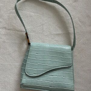 ASOS Elegant Crocodile-Embossed Green Handbag